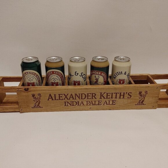 Alexander Keith's Beer Can Holder Display Wood Space for 8 Cans HTF - Picture 1 of 5